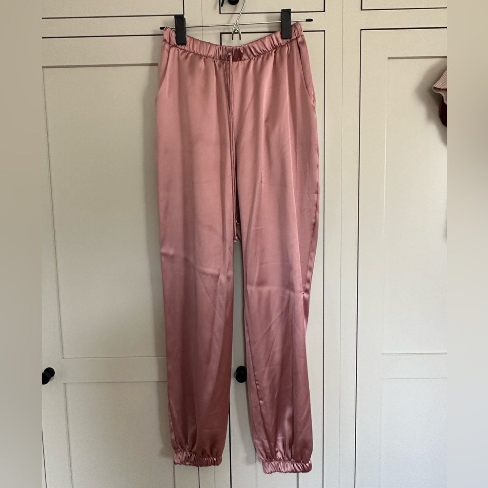 Dusty rose/ blush pink satin lounge pants